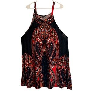 Lascana For Venus Navy/Red Paisley Print Tank Beach Dress Size 1X